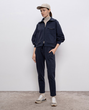 Brunello Cucinelli Blue sweatpants with a monil chain MP827FB799