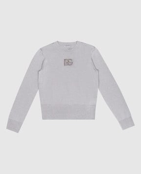 Dolce&Gabbana Children's gray jumper with lurex and crystals L5KWK2JFMJC6