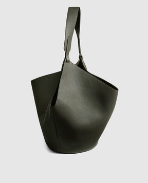 Khaite Green leather tote bag with logo HAITEBAG