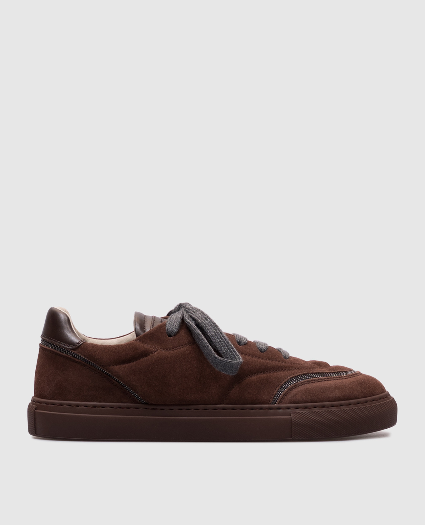 Brown suede sneakers with a monil chain Brunello Cucinelli