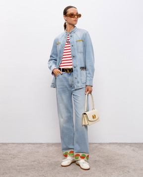 Valentino Blue denim jacket with a distressed effect 7B3DC03N94W