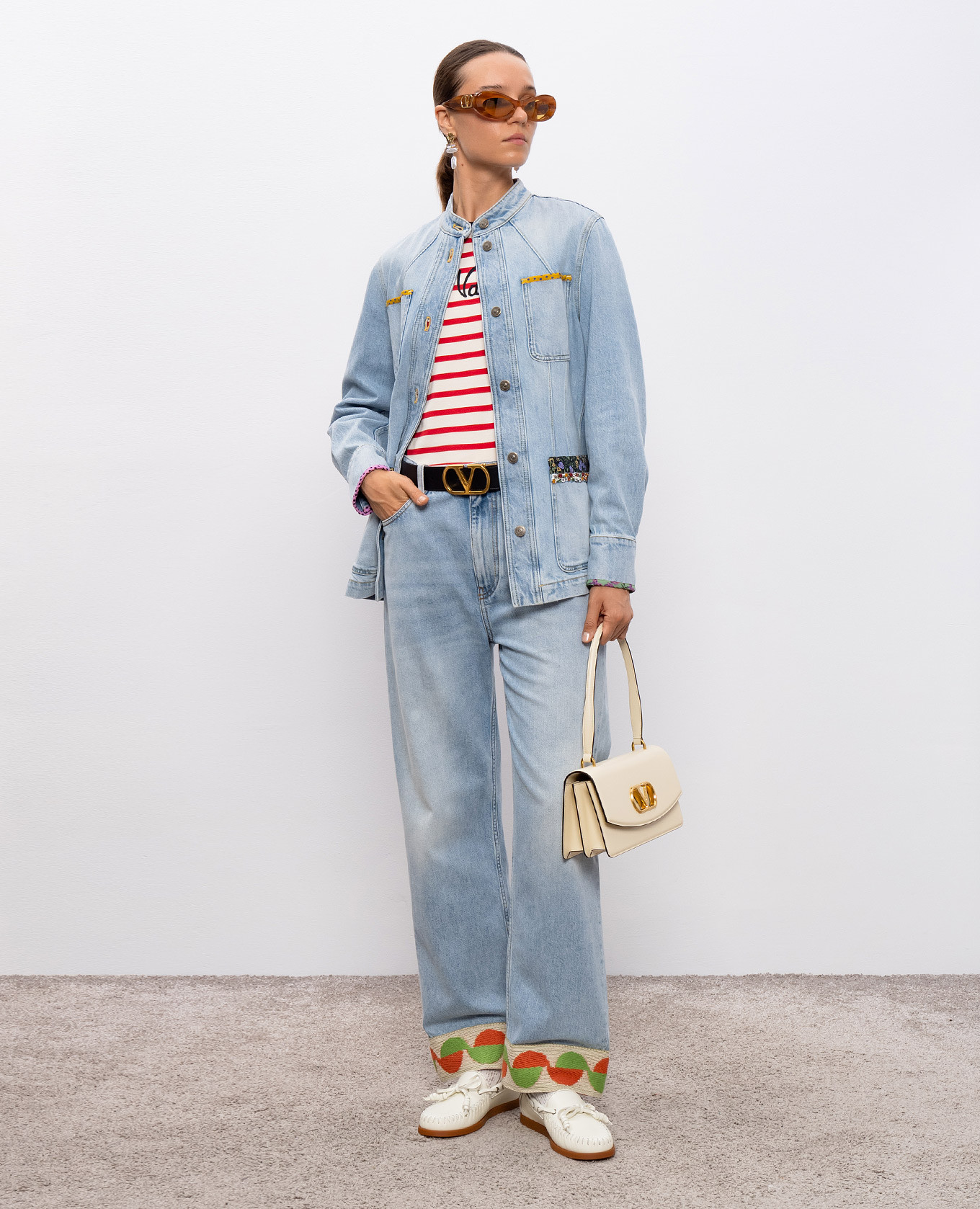 Blue denim jacket with a distressed effect Valentino 2