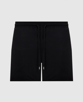 Vilebrequin Black swim shorts with logo patch MOOC4A00