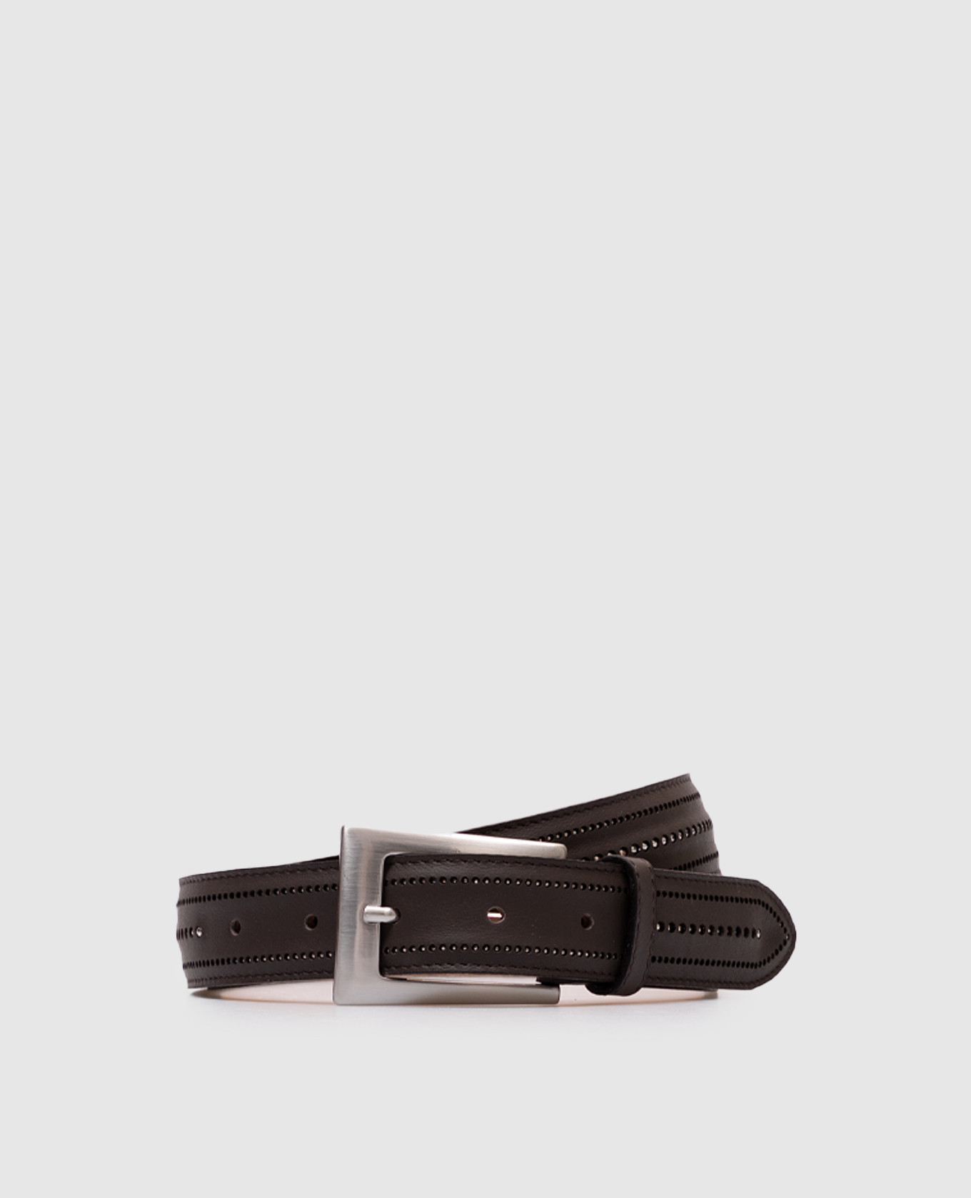 Brown leather belt with perforation