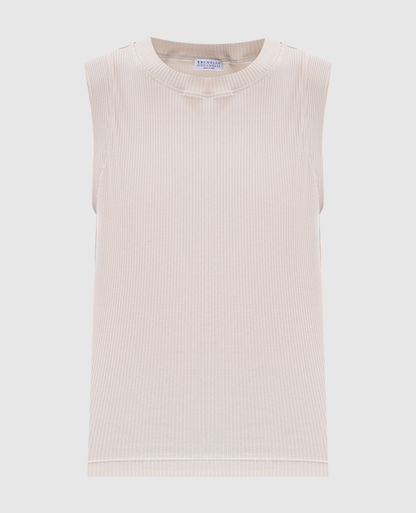

Beige ribbed top with monil chain Brunello Cucinelli