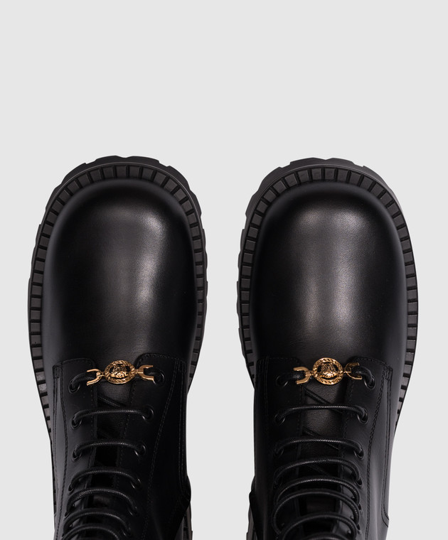 Versace - Black leather boots with Medusa '95 metal logo 