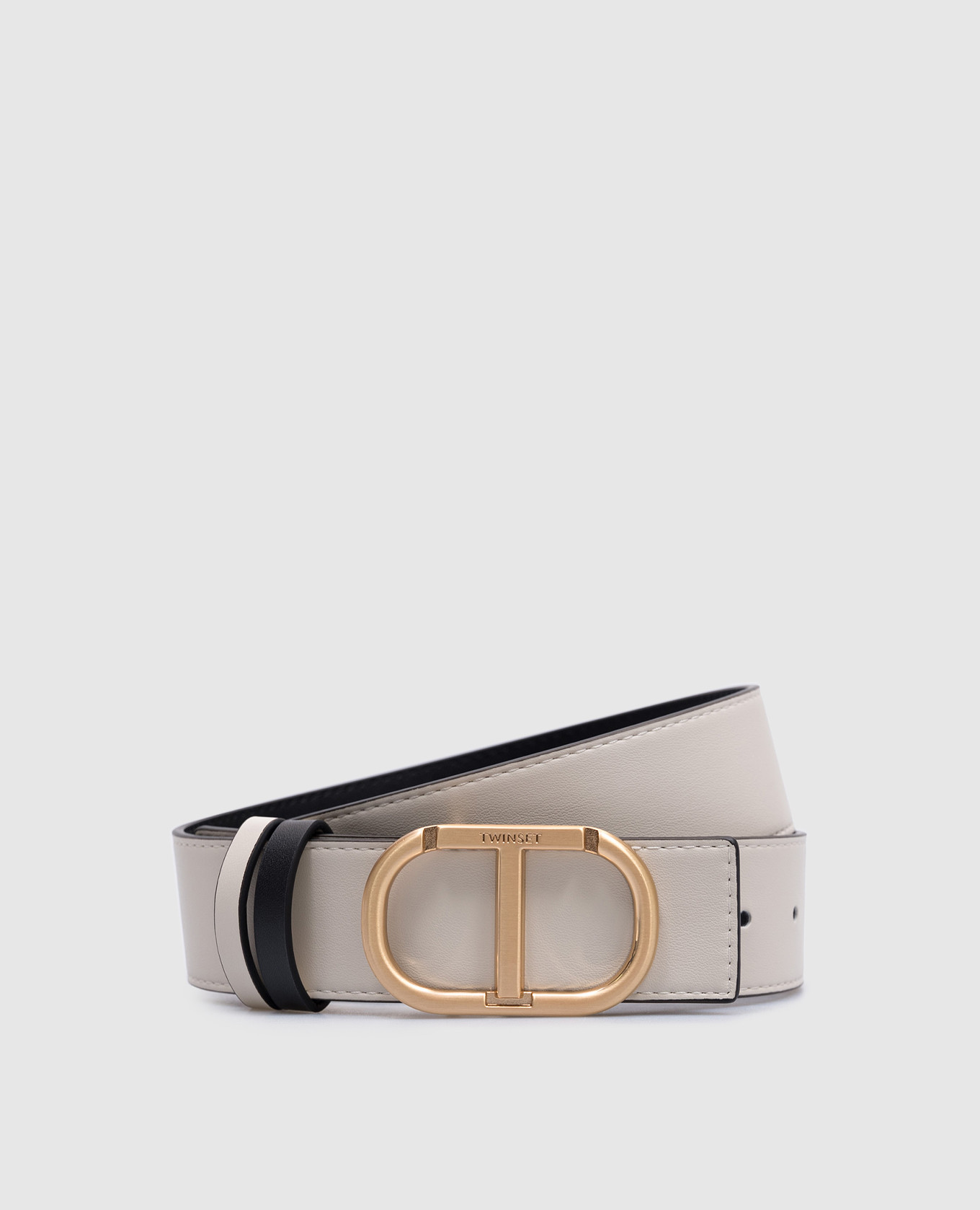 

Reversible combination belt with logo Twinset, White