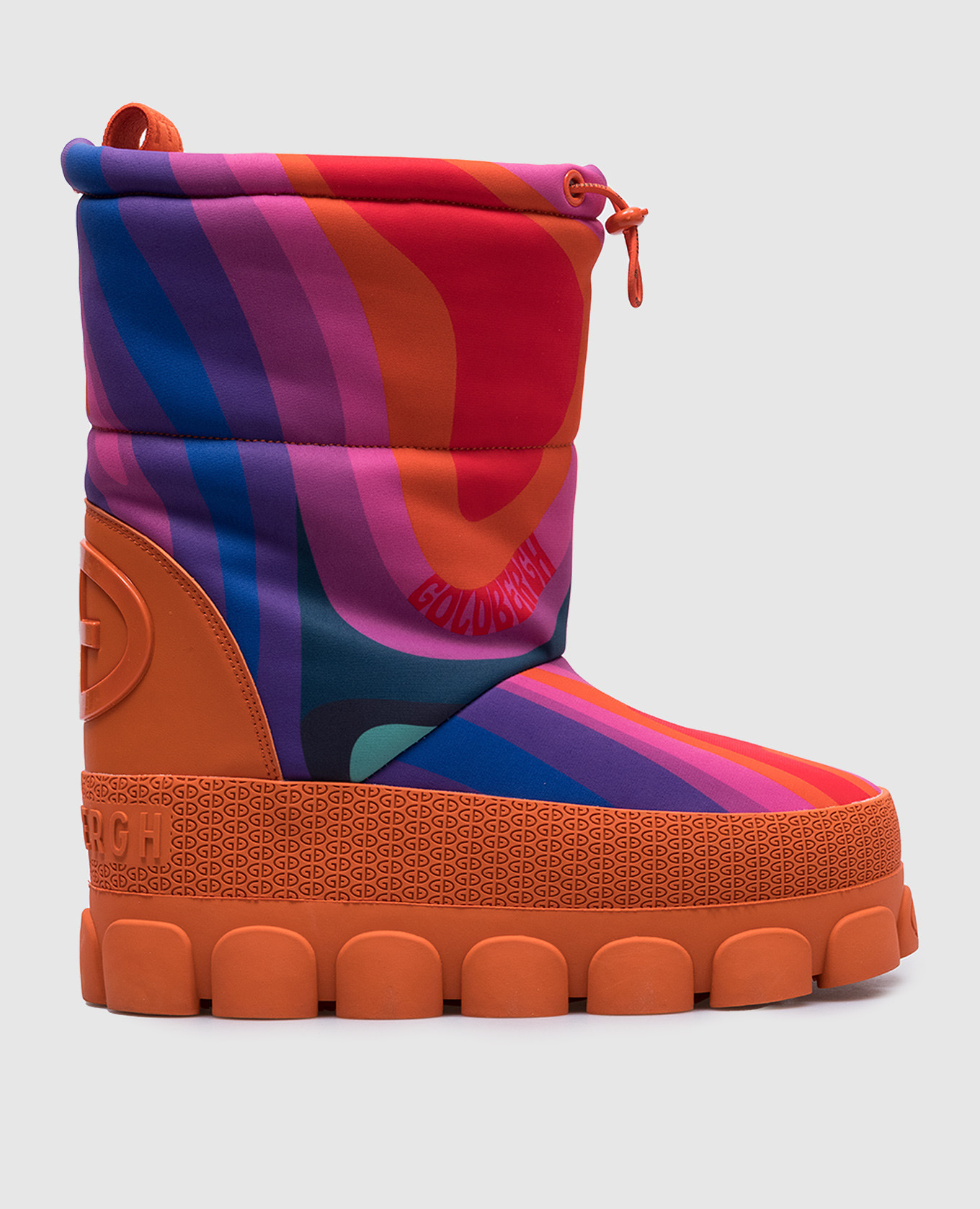 Orange moonboots with logo goldbergh
