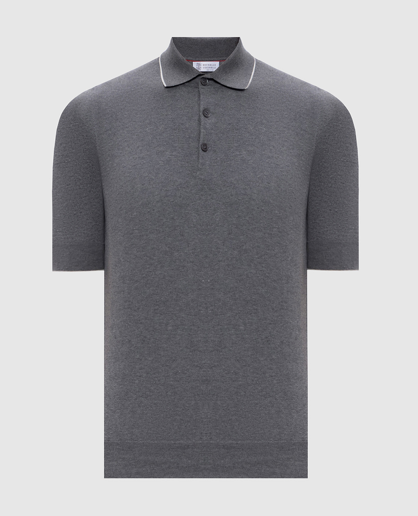 Grey melange polo shirt Brunello Cucinelli