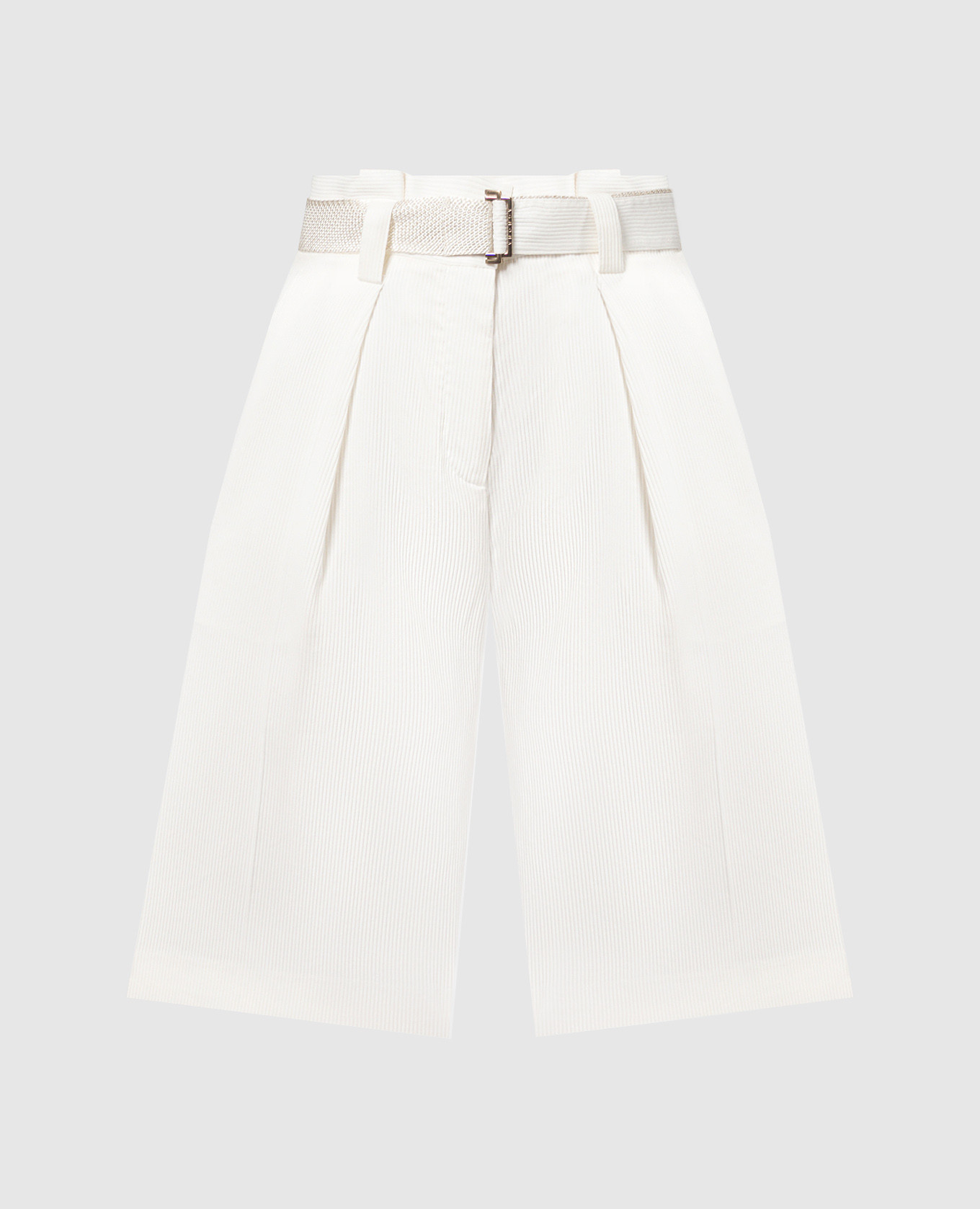 White ribbed silk shorts with a belt agnona