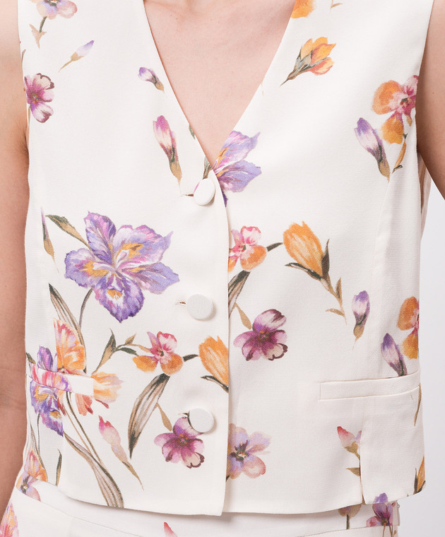 Twinset White floral print vest 251TP2777 shop with Bulgaria