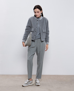 Peserico Gray wool trousers with monil chain P0457202660