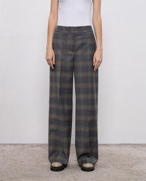 Peserico Gray wool checked pants A0456904457