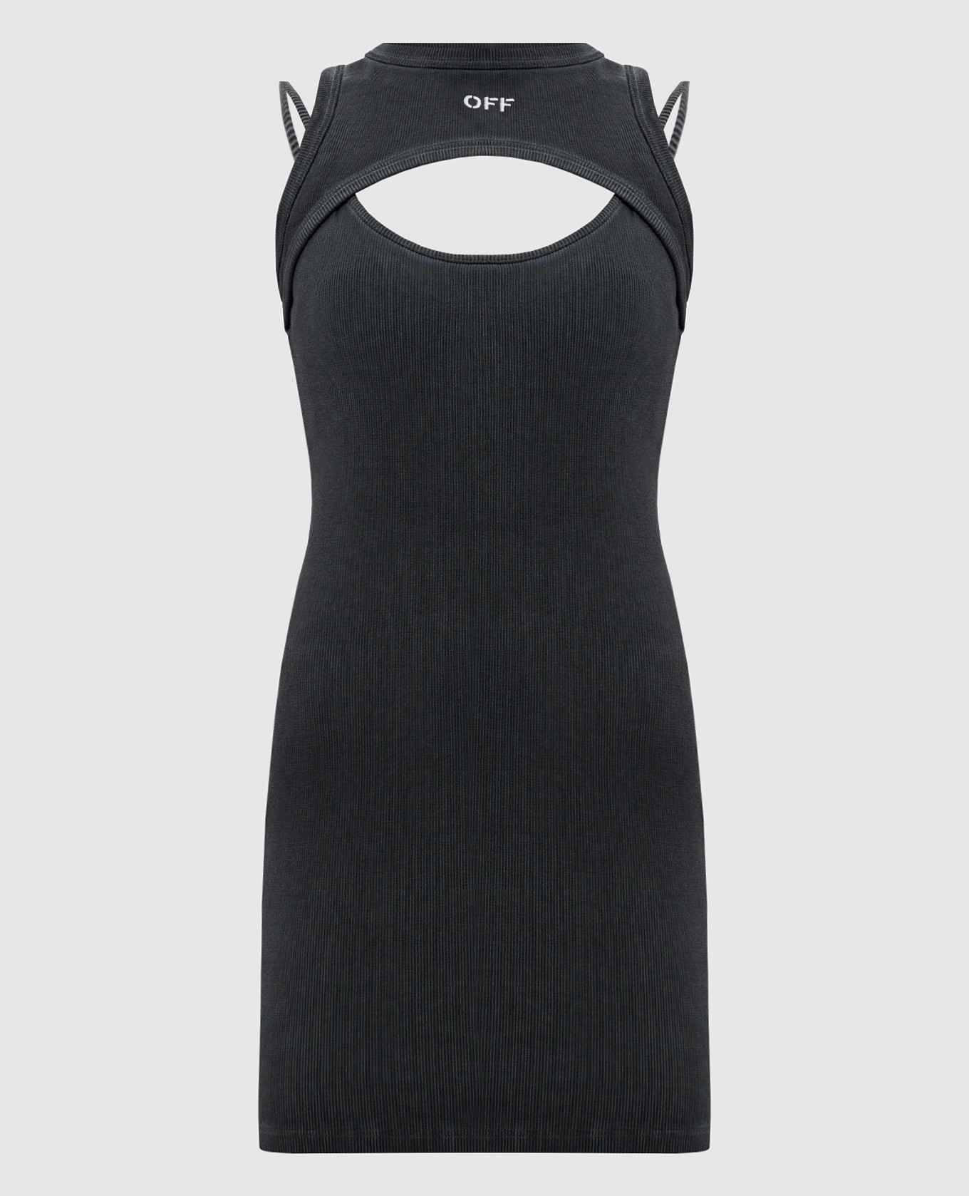 

Gray ribbed dress with logo embroidery Off-White, Grey