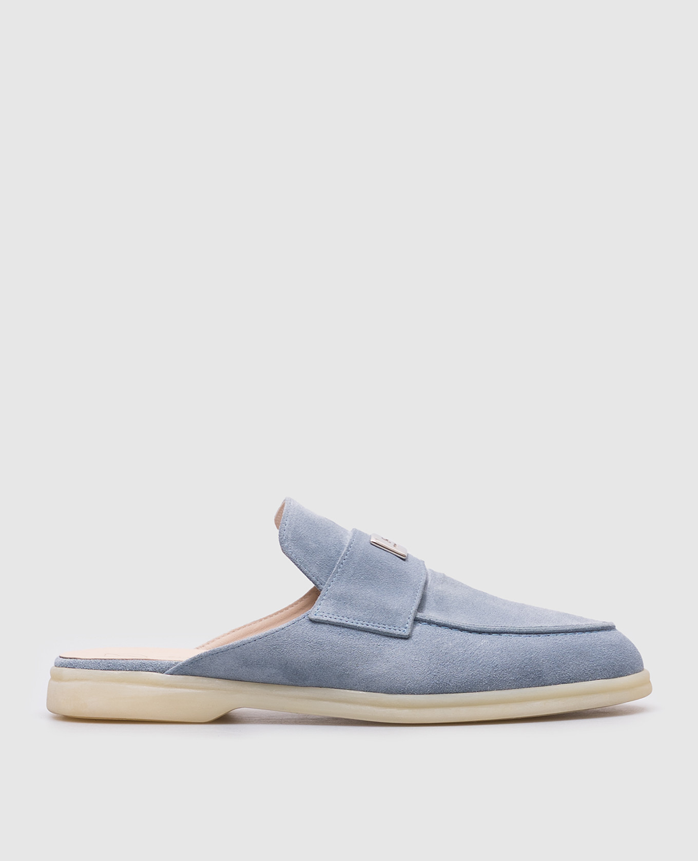 

Blue suede mules with logo Babe Pay Pls, Light blue