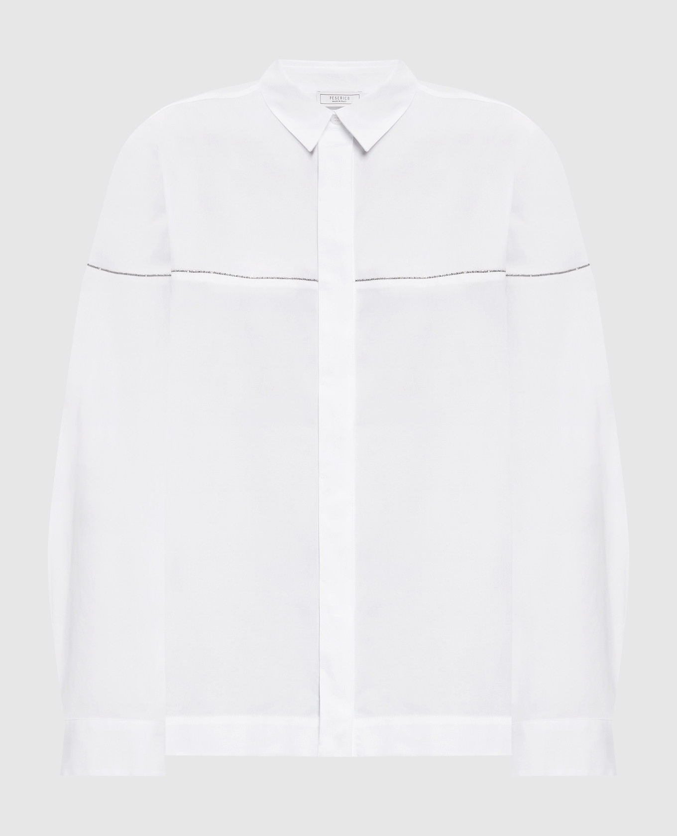 

White straight-cut shirt with a monil chain Peserico
