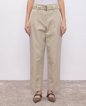 Brunello Cucinelli Beige Corset pants with linen MH544P8762