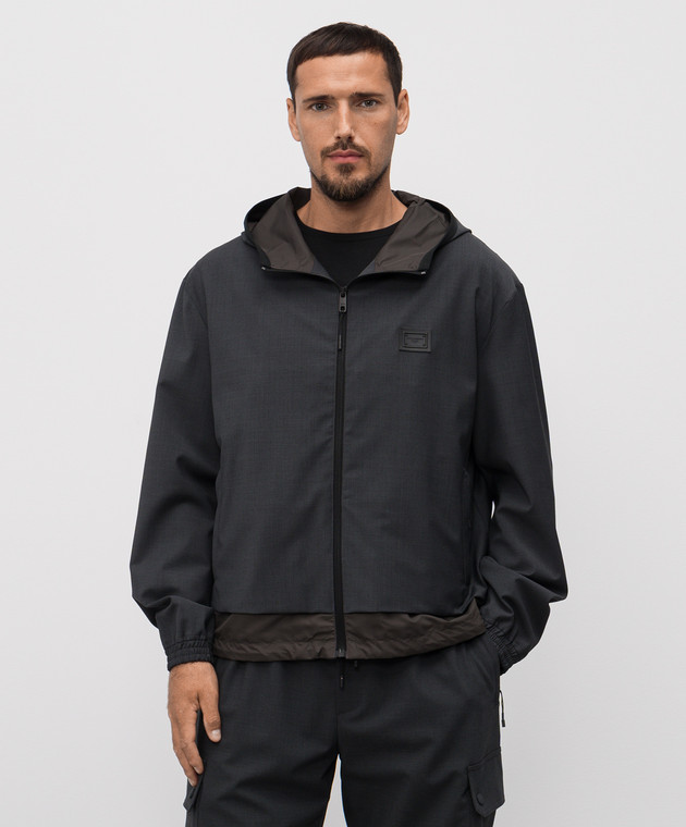 Dolce&Gabbana - Grey wool jacket with logo G9BSQTFURK8