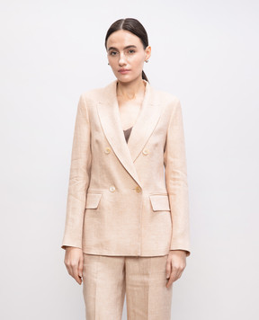 Peserico Beige double-breasted linen jacket S0140502603