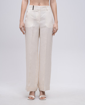 Peserico Beige linen trousers with lapels P0428302606