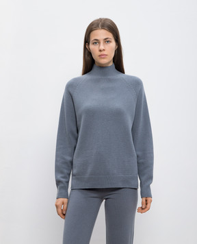 Peserico Gray sweater made of wool, silk and cashmere with an asymmetric cut S99595F07K09018