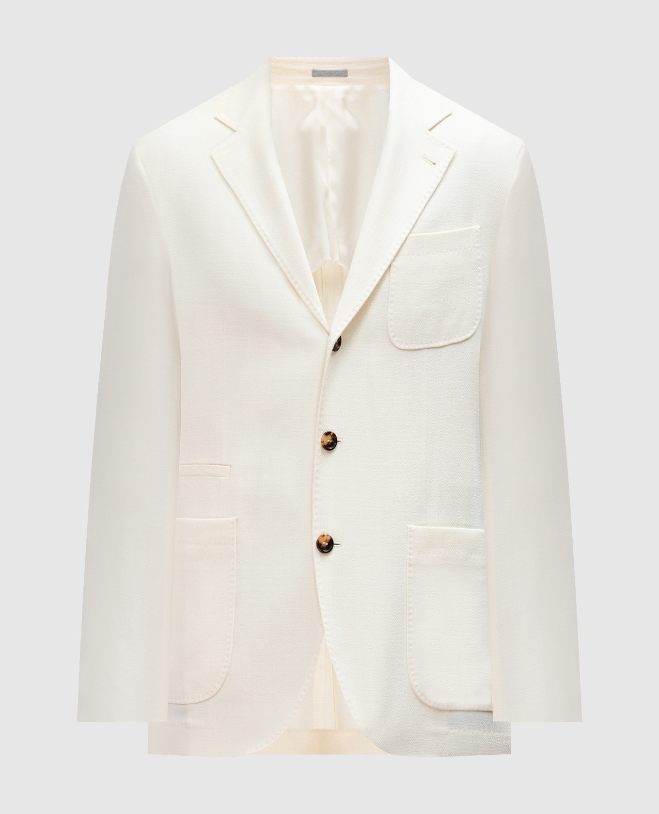 

White wool, silk and linen patterned blazer Brunello Cucinelli