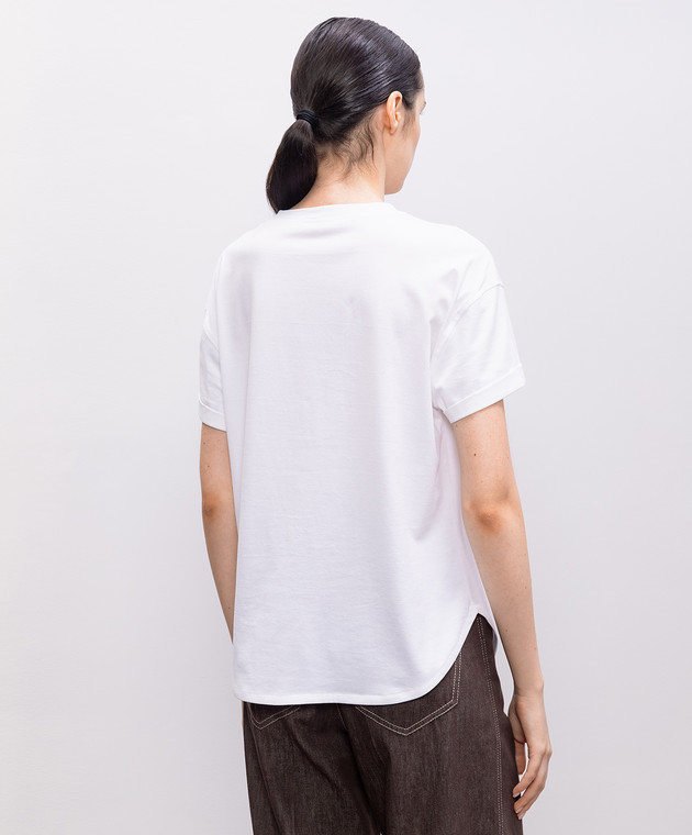 Tシャツ・カットソー BRUNELLO CUCINELLI T-shirt Monile White M0T81HA850 Brunello Cucinelli - White T-shirt with a monil chain