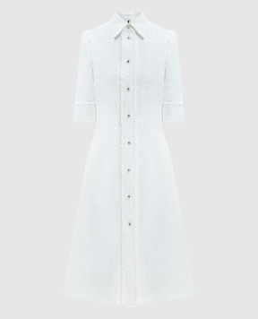 Dolce&Gabbana White tweed shirt dress with linen F6JJRTHUMT9