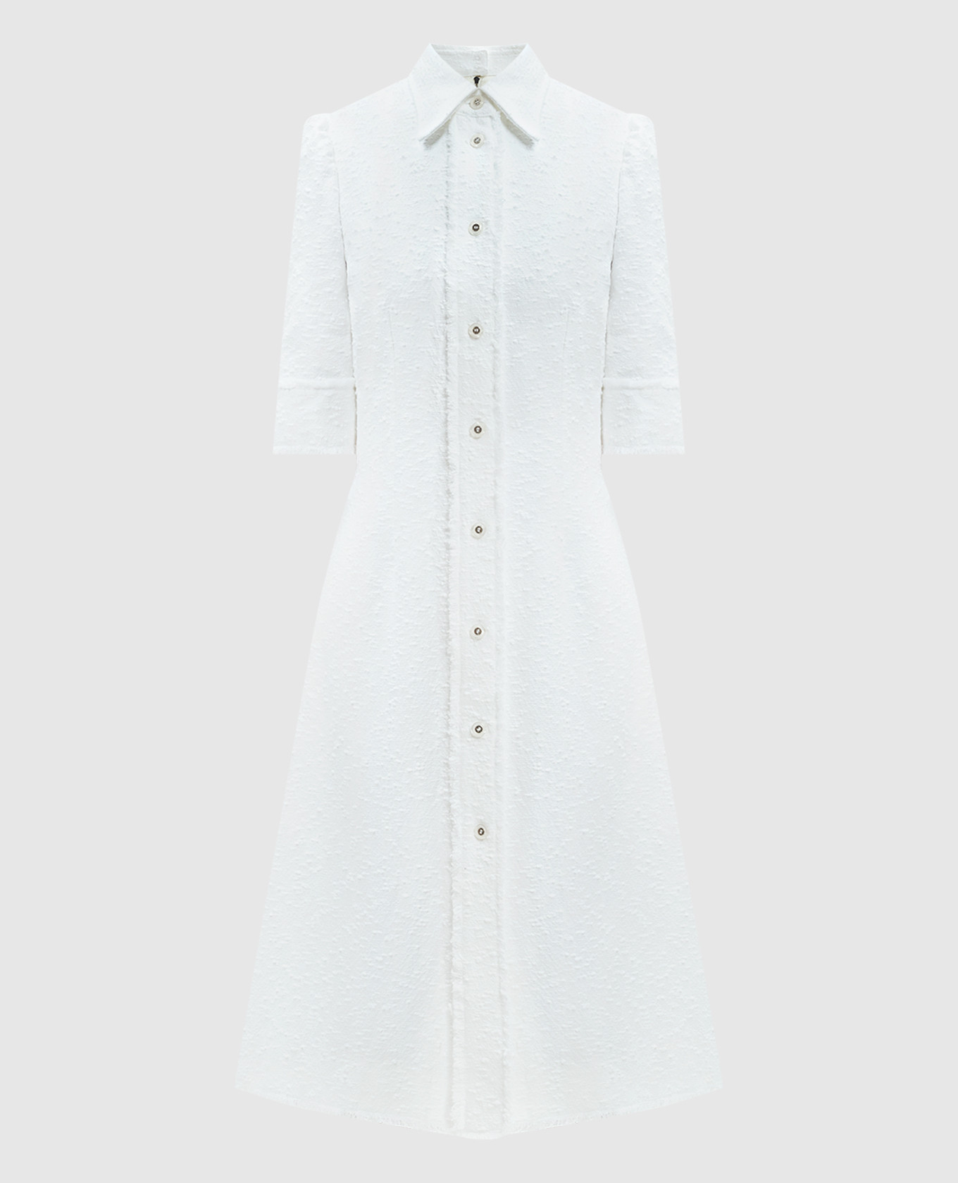 White tweed shirt dress with linen Dolce&Gabbana
