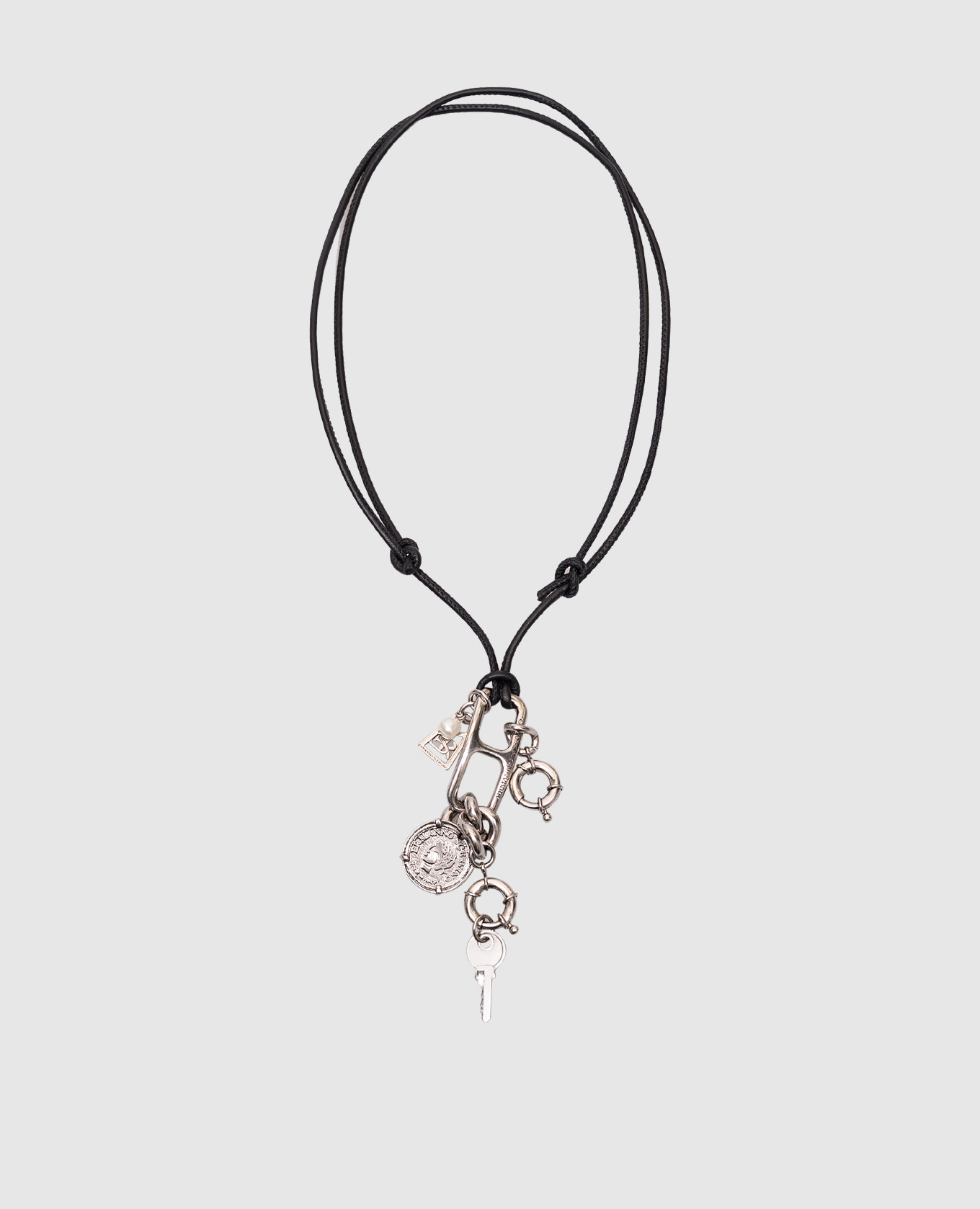 

Black leather cord with branded Charm pendant Ermanno Scervino