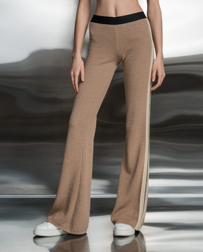 Palm Angels Brown flared pants with stripes PWHG021S24KNI001