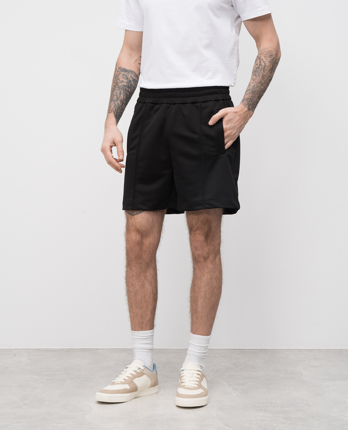 

Black shorts with logo print Palm Angels