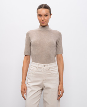 Brunello Cucinelli Beige cashmere and silk top M13800004
