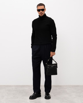 Iceberg Blue wool and silk pants with logo patch B0803080