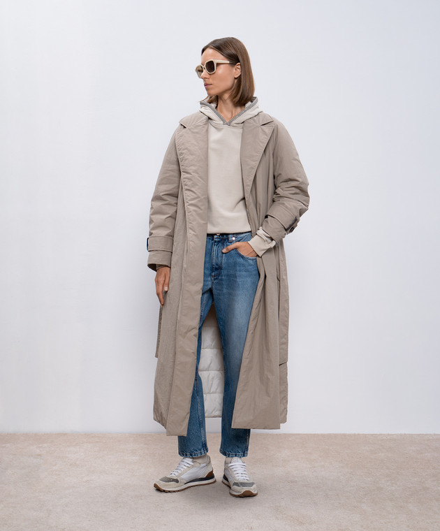 Brunello Cucinelli - Beige coat with monil chain MD5999897