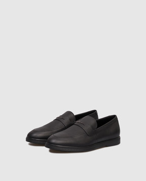 Stefano Ricci Black leather loafers with logo UC62G2375MR