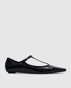 The Attico Juno black patent leather ballet flats 250WSH00858LBT002AA