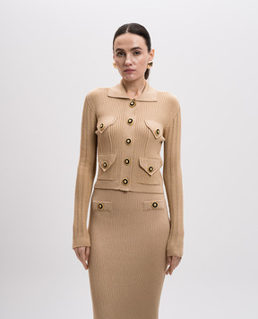 Balmain Black cardigan with openwork woven logo EF1KL150KI10