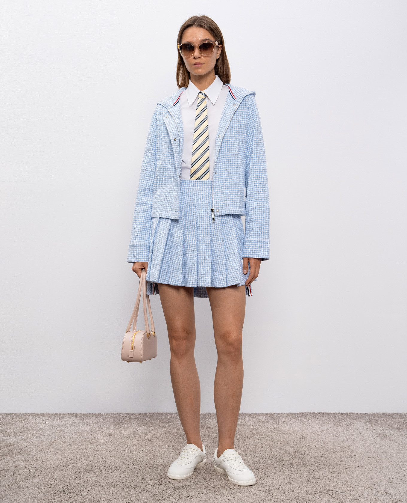 

Blue tweed check jacket Thom Browne, Light blue