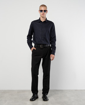 Valentino Blue wool and cashmere shirt with logo embroidery 5V3AB764AD0
