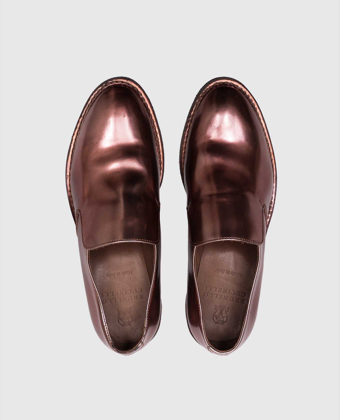 Pink leather glossy loafers Brunello Cucinelli 4
