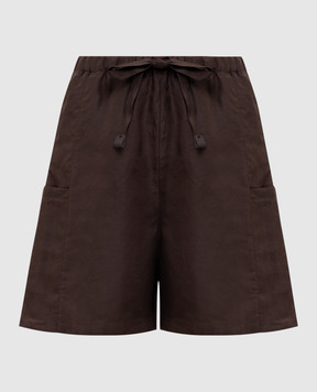 Max Mara Brown QUEBEC linen and silk shorts QUEBEC