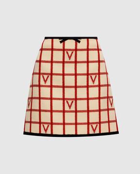 Valentino Beige plaid skirt with wool 7B3RADJ49JN