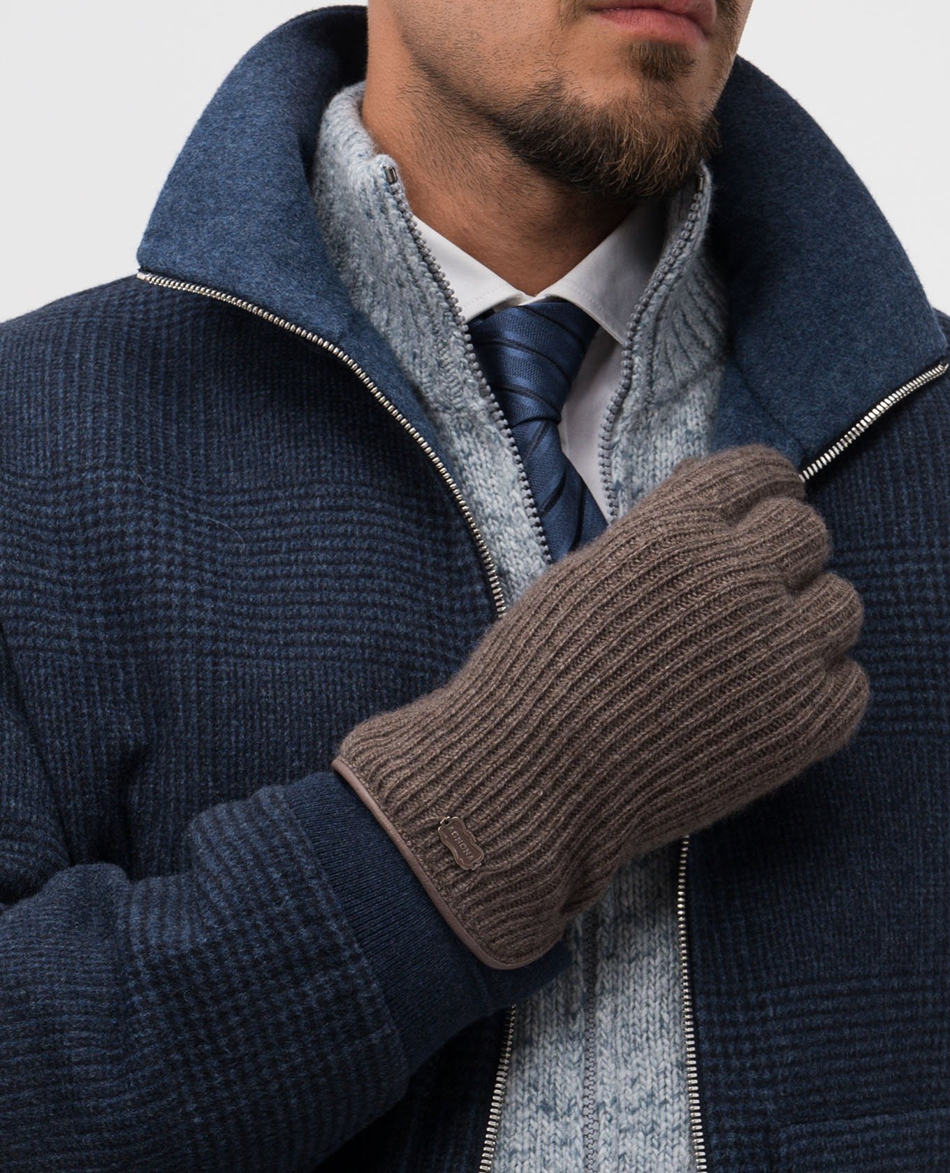 

Brown cashmere combination gloves Agnona