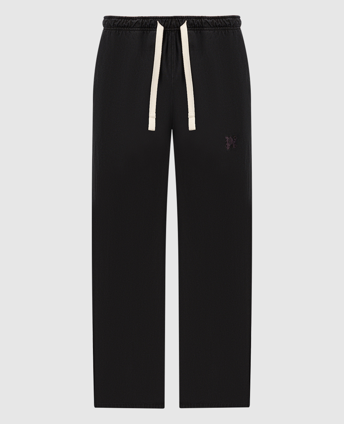 

Black pants with monogram logo embroidery Palm Angels, Черный