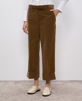 Thom Browne Brown corduroy pants with lapels FTC400UF0957