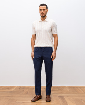 Bertolo Cashmere White silk polo shirt with woven pattern 902458002471