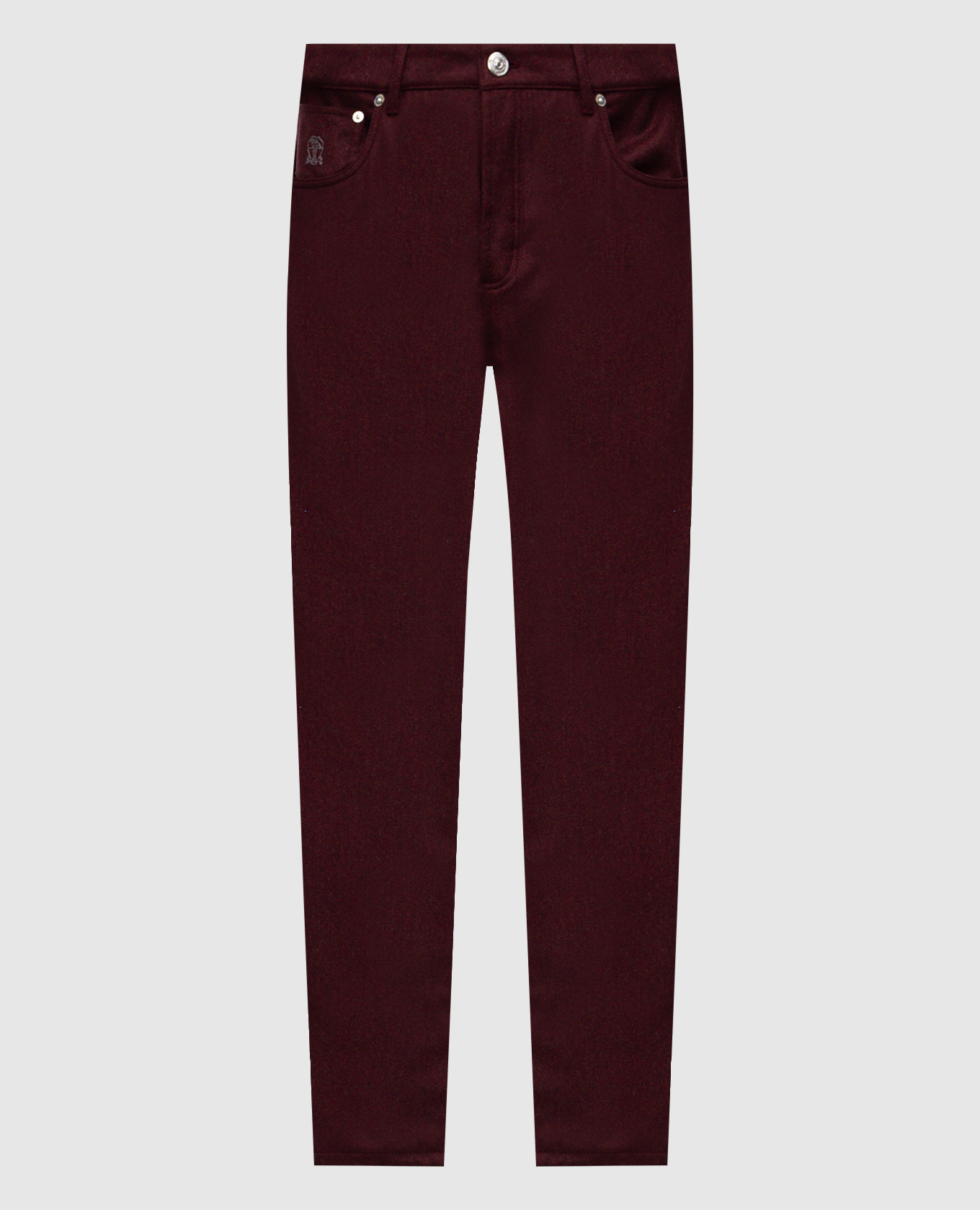 Burgundy wool pants with logo Brunello Cucinelli