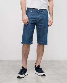 Stefano Ricci Blue denim shorts with linen MFT5103220T205BL