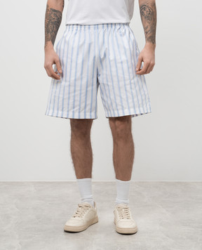 Vetements White striped shorts with logo UA66SS400Lm